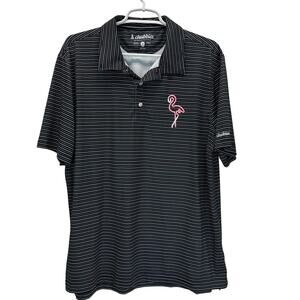 Chubbies Perfomance Polo Shirt Black Pink Flamingo Large